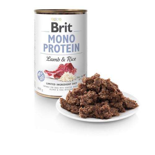 Влажный корм Brit Mono Protein Lamb & Rice для собак, с ягнятиной и рисом, 400 г