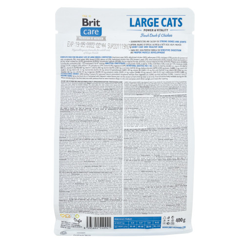 Сухий корм Brit Care Cat GF Large Power & Vitality для котів великих порід, качка та курка, 400 г