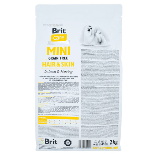 Сухий корм Brit Care GF Mini Hair & Skin для собак малих порід, для шкіри та шерсті, з лососем та оселедцем, 2 кг