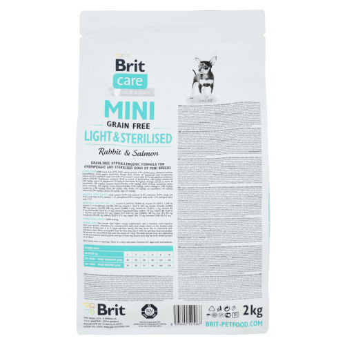 Сухий корм Brit Care GF Mini Light & Sterilised для собак дрібних порід із зайвою вагою, з кроликом та лососем, 2 кг