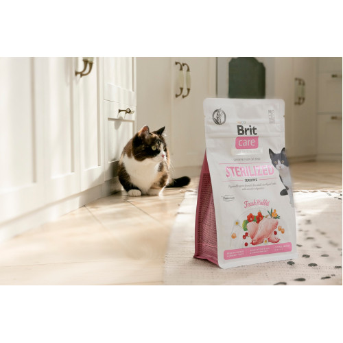 Сухой корм Brit Care Cat GF Sterilized Sensitive для стерилизованных кошек с чувствительным пищеварением, с кроликом, 400 г