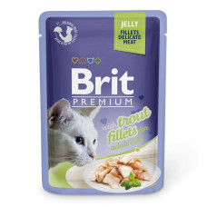 Вологий корм Brit Premium для котів, філе форелі в желе, 85 г