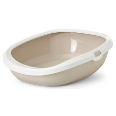 Туалет для котів Savic ГИЗМО (Gizmo medium) з бортиком білий/мокко, 44х35,5х12,5 см.