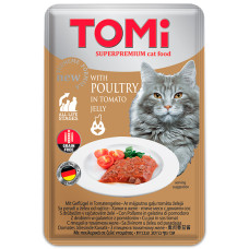 Вологий корм TOMi Poultry для кішок з птахом у томатному желі, пауч, 100 г
