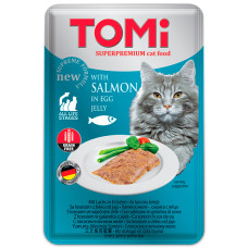 Вологий корм TOMi Salmon для кішок з лососем у яєчному желе, пауч, 100 г