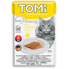 Вологий корм TOMi Sterilised Chicken in Jelly для стерилізованих котів з куркою, пауч, 85 г