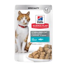 Вологий корм Hill`s SP Feline Young Adult Sterilised Trout для стерилізованих молодих котів, з фореллю, пауч, 85г