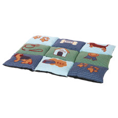 Матрац Trixie Patchwork для собак, з мікрофібри/поліестеру, з собачками, 80х55 см (блакитний/зелений)