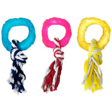 Игрушка для собак Good4Fun Ring With Rope, фигурное кольцо с веревкой, резина, 8 см, Karlie-Flamingo