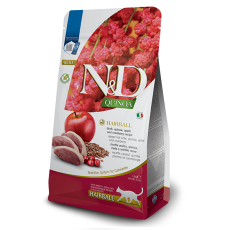 Беззерновой сухой корм Farmina N&D Quinoa Hairball для вывода шерсти у кошек с уткой и киноа, 300 г
