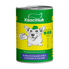 Консервы Хвостик для взрослых собак, с кусочками оленины в подливе, 1240 г