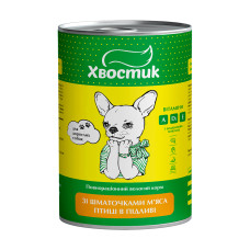 Консервы Хвостик для взрослых собак, с кусочками птицы в подливе, 1240 г