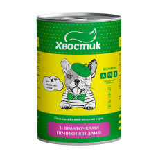 Консервы Хвостик для взрослых собак, с кусочками печени в подливе, 1240 г