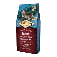 Сухой корм Carnilove Cat Sensitive & Long Hair для кошек с чувствительным пищеварением, лосось, 6 кг