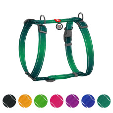 Шлея WAUDOG Nylon Mono, світловідбивний, пластиковий фастекс, розмір M, зелений