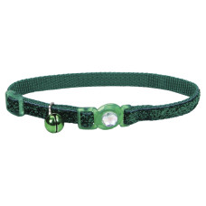 Ошейник безопасный для котов Fashion Safe Cat, с колокольчиком, 1см х 30 см, зеленый, Coastal