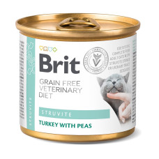 Вологий корм Brit GF VetDiet Struvite для котів, при сечокам`яній хворобі з індичкою, 200 г