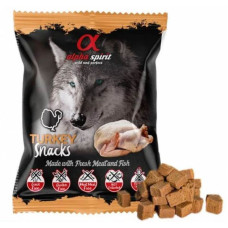 Напіввологі ласощі Alpha Spirit Dog Snacks Turkey для собак, кубики з індички, 50 г