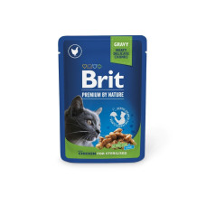 Вологий корм Brit Premium Sterilised для стерилізованих котів з куркою, 100 г