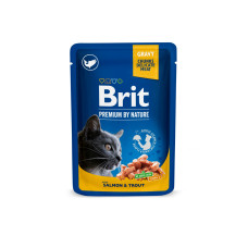 Вологий корм Brit Premium для котів, з лососем та фореллю, 100 г