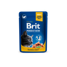 Вологий корм Brit Premium для котів, з лососем та фореллю, 100 г