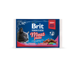 Набір вологих кормів Brit Premium pouch «М`ясна тарілка» для котів, 4 х 100 г