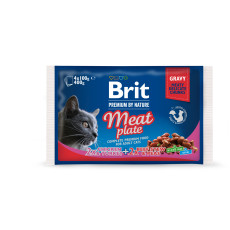 Набір вологих кормів Brit Premium pouch «М`ясна тарілка» для котів, 4 х 100 г