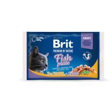 Набір вологих кормів Brit Premium pouch «Рибна тарілка» для котів, 4 шт х 100 г