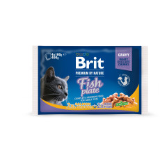 Набір вологих кормів Brit Premium pouch «Рибна тарілка» для котів, 4 шт х 100 г