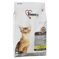 Сухой корм 1st Choice Adult Hypoallergenic с уткой и картошкой для котов, 5,44 кг