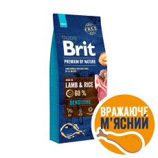 Сухий корм Brit Premium Dog Sensitive Lamb для собак з чутливим травленням, з ягнятком, 15 кг