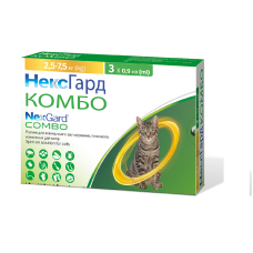 Краплі NexGard Combo проти паразитів для котів до 2.5 - 7.5 кг, 3 таблетки