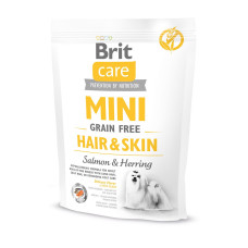 Сухий корм Brit Care GF Mini Hair & Skin для собак малих порід, для шкіри та шерсті, з лососем та оселедцем, 400 г