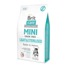 Сухой корм Brit Care GF Mini Light & Sterilised для собак мелких пород с лишним  весом, с кроликом и лососем, 2 кг