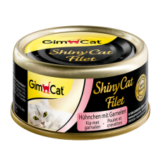 Вологий корм GimCat Shiny Cat Filet для котів, курка і креветки, 70 г