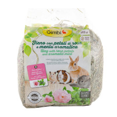 Сіно GimBi для гризунів з розою та м`ятою, 500 г