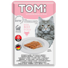 Вологий корм TOMi Sterilised Beef in Jelly для стерилізованих котів з яловичиною в желе, 85г