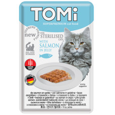 Вологий корм TOMi Sterilised Salmon in Jelly для стерилізованих котів з лососем у желе, 85г