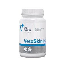 Vet Expert VetoSkin Харчова добавка для підтримання здоров’я шкіри та якості шерсті у котів і собак, 90 таб