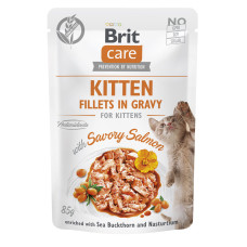 Вологий корм Brit Care Cat Fillets in Gravy Salmon для кошенят філе в соусі з лососем, пауч, 85 г