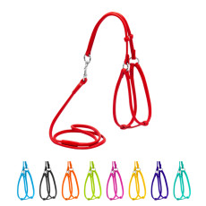 Шлея кругла CoLLaR GLAMOUR №1,з поводком для котів та дрібних собак червона