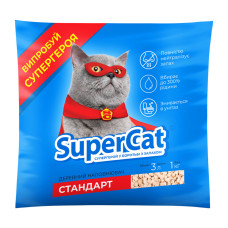 Деревний наповнювач Supercat Стандарт для котячого туалету, 1 кг