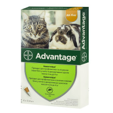 Краплі Advantage від бліх та кліщів для котів до 4 кг (4шт)