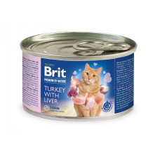 Вологий корм Brit Premium by Nature для кішок, з індичкою та печінкою, 200 г
