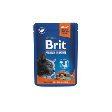 Вологий корм Brit Premium Sterilised  для котів, філе лосося в соусі, 85 г