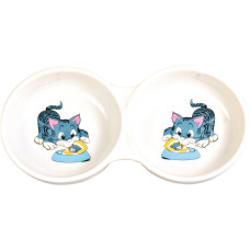 Миска Trixie для котів, подвійна, керамічна, 11 см, 150 мл