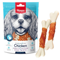 Лакомство Wanpy Chicken Jerky & Calcium Bone Twists с вяленой курицей и кальцием для собак, 100 г