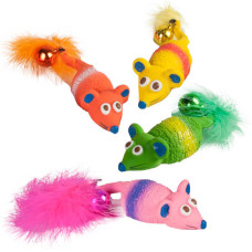 Іграшка Karlie-Flamingo Mouse Feather & Bell для кішок, мишка з пір`їнкою і дзвіночком, латекс, 12х4х2 см