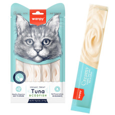 Рідкі ласощі Wanpy Creamy Lickable Treats Tuna & Codfish з тунцем та тріскою для котів, 70 г