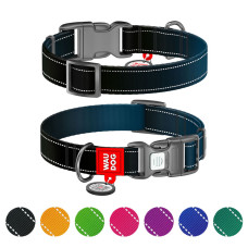 Ошейник для собак нейлоновый WAUDOG Nylon Mono, светоотражающий, L, пластиковый фастекс